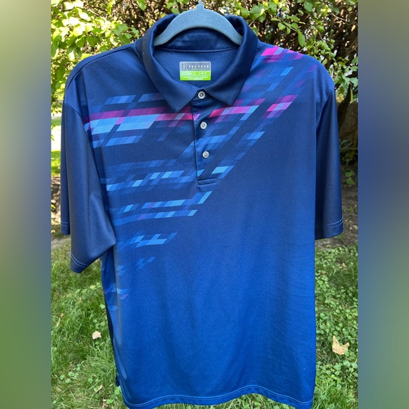 🏌️‍♂️⛳️PGA Tour Pro Series Mens Size L Navy+  Blue Golf Polo Shirt Athletic Fit - Picture 5 of 17